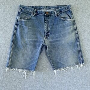 Rustler Shorts Mens 38 Blue Cutoffs Jorts Dad 10" Medium Wash Denim